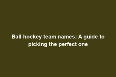 Ball hockey team names: A guide to picking the perfect one