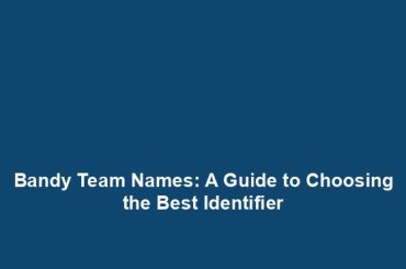 Bandy Team Names: A Guide to Choosing the Best Identifier