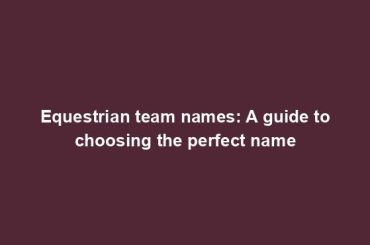 Equestrian team names: A guide to choosing the perfect name