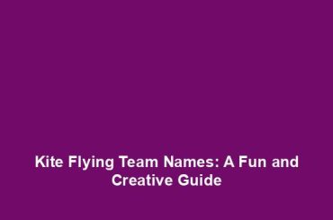 Kite Flying Team Names: A Fun and Creative Guide