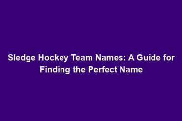 Sledge Hockey Team Names: A Guide for Finding the Perfect Name