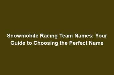 Snowmobile Racing Team Names: Your Guide to Choosing the Perfect Name