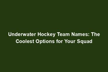 Underwater Hockey Team Names: The Coolest Options for Your Squad