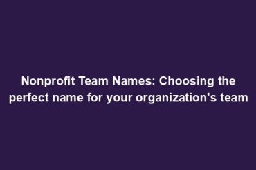 Nonprofit Team Names: Choosing the perfect name for your organization's team