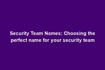 Security Team Names: Choosing the perfect name for your security team